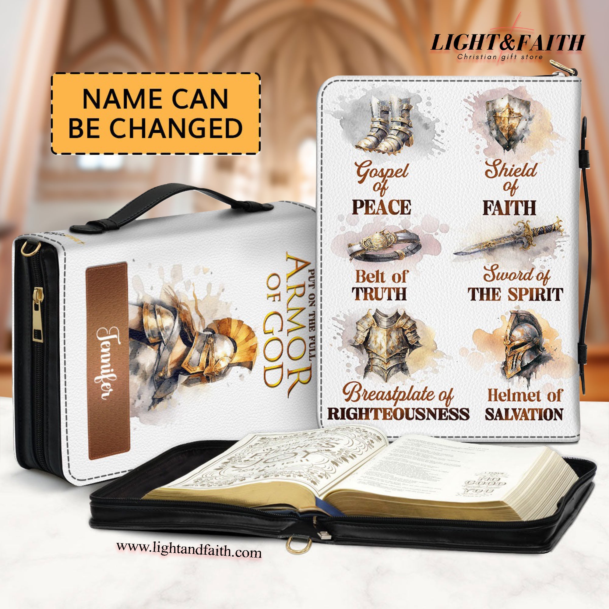 Armor Of God Leather Book Cover, Personalized Bible Cover With Handle , Spiritual Gift For Christian People, Christian Gift, Bible Covers Jesus Gifts